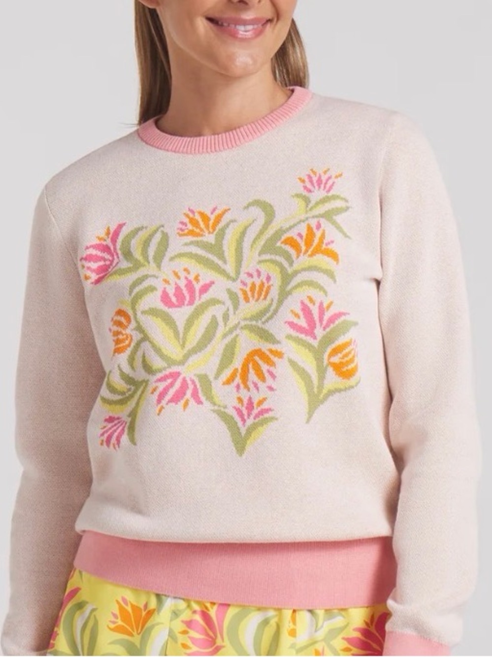 Puma X Dani Dazey Pink White Floral Sweater Women's Small NWT(MSRP
$120)